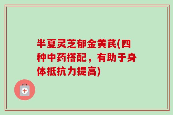 半夏灵芝郁金黄芪(四种搭配，有助于身体抵抗力提高)