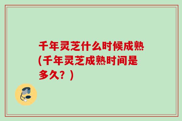 千年灵芝什么时候成熟(千年灵芝成熟时间是多久?) 千年灵芝什么时候成熟(千年灵芝成熟时间是多久?)
