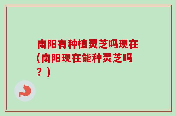 南阳有种植灵芝吗现在(南阳现在能种灵芝吗？)
