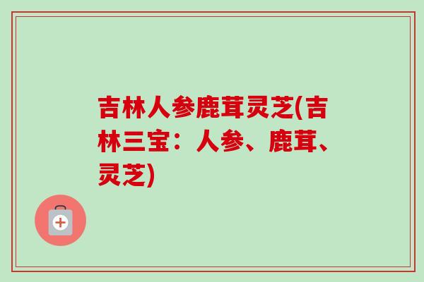 吉林人参鹿茸灵芝(吉林三宝:人参、鹿茸、灵芝) 吉林人参鹿茸灵芝(吉林三宝:人参、鹿茸、灵芝)