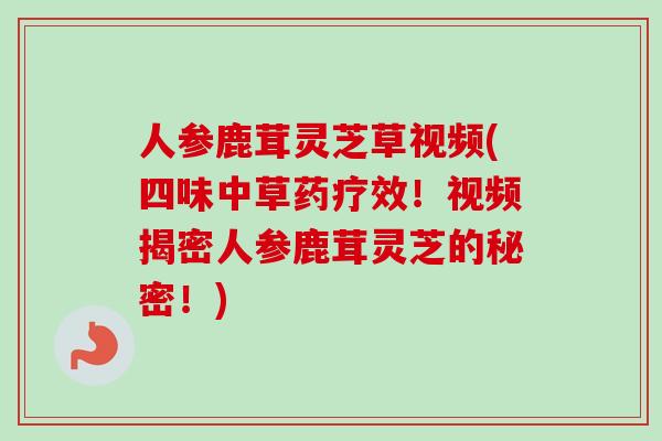 人参鹿茸灵芝草视频(四味中草药疗效!视频揭密人参鹿茸灵芝的秘密!) 人参鹿茸灵芝草视频(四味中草药疗效!视频揭密人参鹿茸灵芝的秘密!)