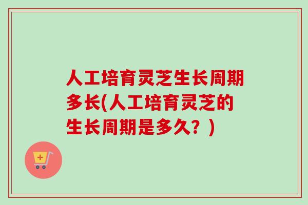 人工培育灵芝生长周期多长(人工培育灵芝的生长周期是多久?) 人工培育灵芝生长周期多长(人工培育灵芝的生长周期是多久?)