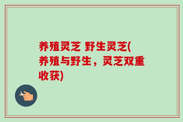 养殖灵芝 野生灵芝(养殖与野生，灵芝双重收获)