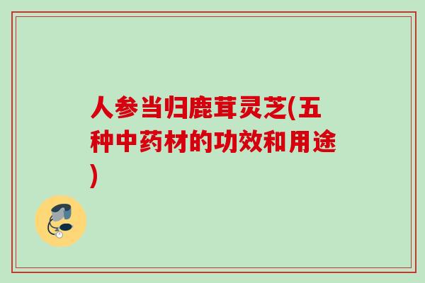 人参当归鹿茸灵芝(五种中药材的功效和用途)