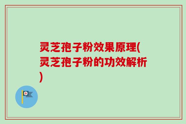 灵芝孢子粉效果原理(灵芝孢子粉的功效解析)