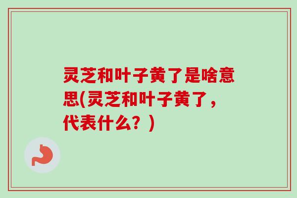 灵芝和叶子黄了是啥意思(灵芝和叶子黄了,代表什么?) 灵芝和叶子黄了是啥意思(灵芝和叶子黄了,代表什么?)