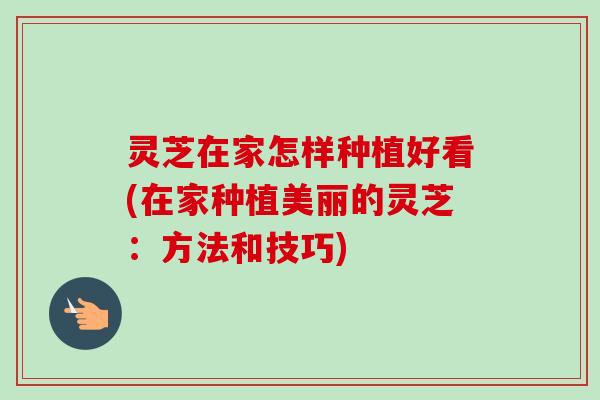 灵芝在家怎样种植好看(在家种植美丽的灵芝:方法和技巧) 灵芝在家怎样种植好看(在家种植美丽的灵芝:方法和技巧)