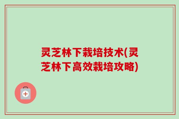 灵芝林下栽培技术(灵芝林下高效栽培攻略) 灵芝林下栽培技术(灵芝林下高效栽培攻略)