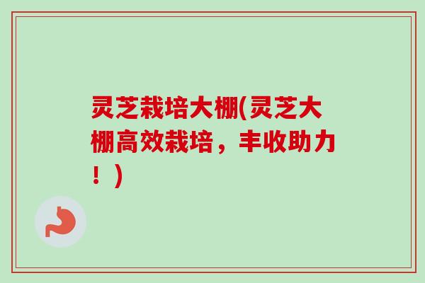 灵芝栽培大棚(灵芝大棚高效栽培，丰收助力！)