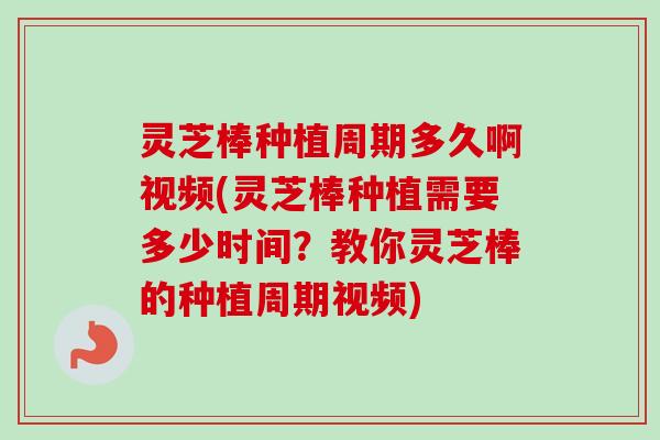 灵芝棒种植周期多久啊视频(灵芝棒种植需要多少时间?教你灵芝棒的种植周期视频) 灵芝棒种植周期多久啊视频(灵芝棒种植需要多少时间?教你灵芝棒的种植周期视频)