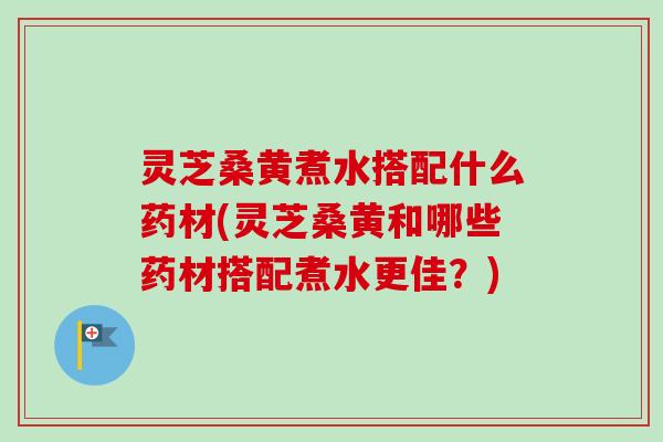 灵芝桑黄煮水搭配什么药材(灵芝桑黄和哪些药材搭配煮水更佳?) 灵芝桑黄煮水搭配什么药材(灵芝桑黄和哪些药材搭配煮水更佳?)