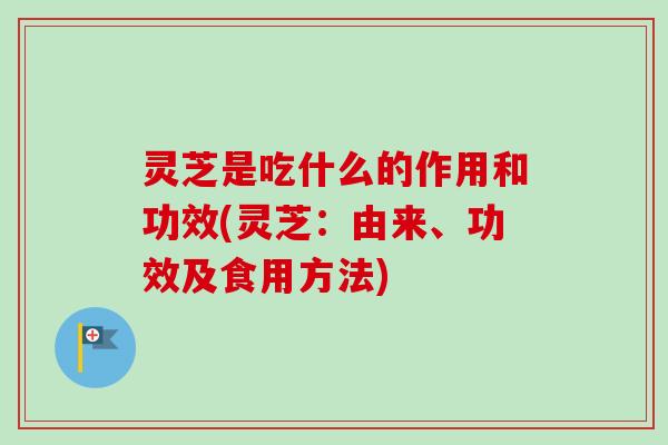 灵芝是吃什么的作用和功效(灵芝:由来、功效及食用方法) 灵芝是吃什么的作用和功效(灵芝:由来、功效及食用方法)