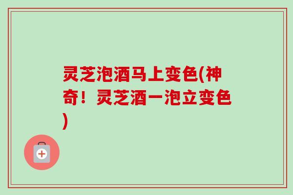 灵芝泡酒马上变色(神奇!灵芝酒一泡立变色) 灵芝泡酒马上变色(神奇!灵芝酒一泡立变色)