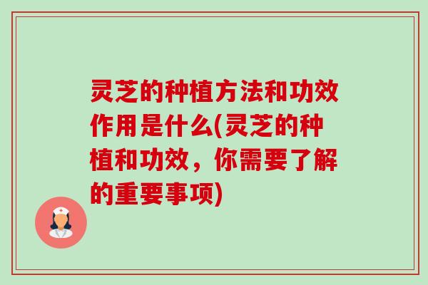 灵芝的种植方法和功效作用是什么(灵芝的种植和功效，你需要了解的重要事项)
