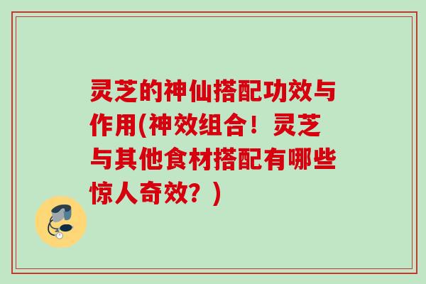 灵芝的神仙搭配功效与作用(神效组合！灵芝与其他食材搭配有哪些惊人奇效？)