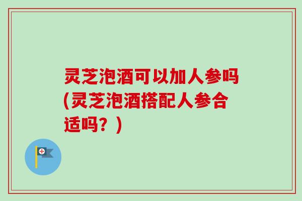 灵芝泡酒可以加人参吗(灵芝泡酒搭配人参合适吗？)