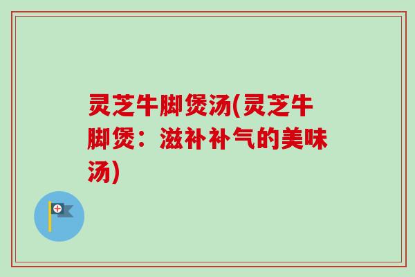 灵芝牛脚煲汤(灵芝牛脚煲:滋补的美味汤) 灵芝牛脚煲汤(灵芝牛脚煲:滋补的美味汤)