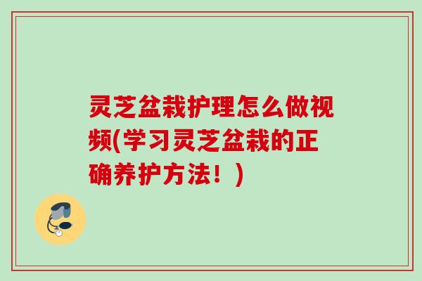 灵芝盆栽护理怎么做视频(学习灵芝盆栽的正确养护方法!) 灵芝盆栽护理怎么做视频(学习灵芝盆栽的正确养护方法!)