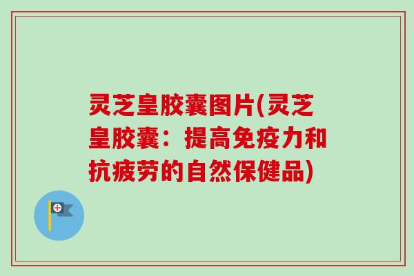 灵芝皇胶囊图片(灵芝皇胶囊：提高免疫力和的自然保健品)