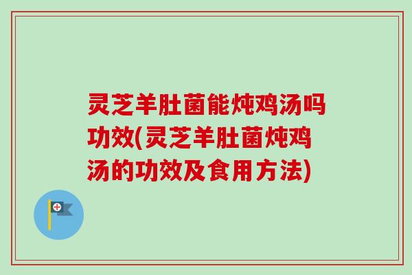 灵芝羊肚菌能炖鸡汤吗功效(灵芝羊肚菌炖鸡汤的功效及食用方法)