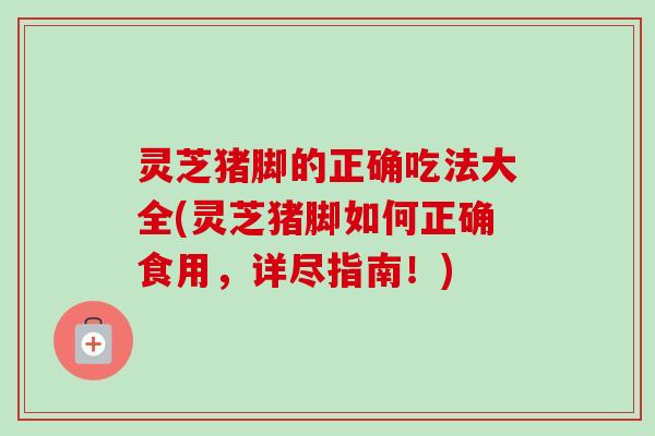 灵芝猪脚的正确吃法大全(灵芝猪脚如何正确食用，详尽指南！)