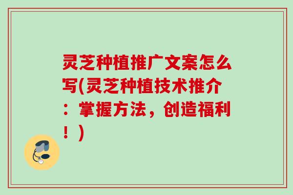 灵芝种植推广文案怎么写(灵芝种植技术推介：掌握方法，创造福利！)