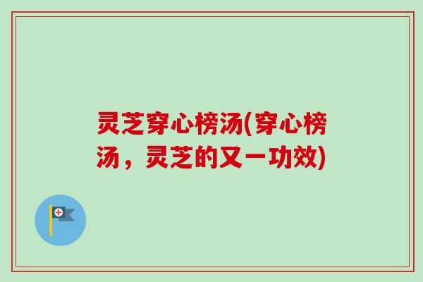 灵芝穿心榜汤(穿心榜汤,灵芝的又一功效) 灵芝穿心榜汤(穿心榜汤,灵芝的又一功效)