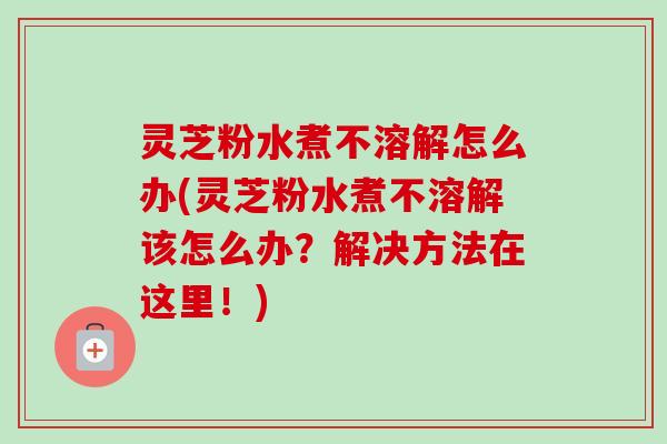 灵芝粉水煮不溶解怎么办(灵芝粉水煮不溶解该怎么办？解决方法在这里！)