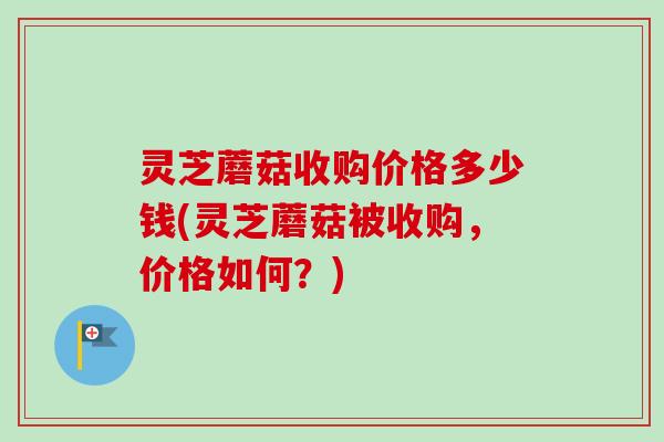 灵芝蘑菇收购价格多少钱(灵芝蘑菇被收购，价格如何？)