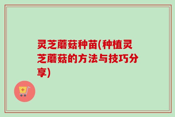 灵芝蘑菇种苗(种植灵芝蘑菇的方法与技巧分享) 灵芝蘑菇种苗(种植灵芝蘑菇的方法与技巧分享)