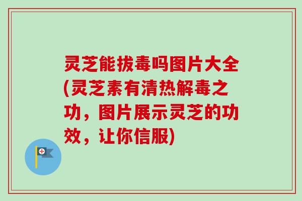 灵芝能拔毒吗图片大全(灵芝素有清热之功，图片展示灵芝的功效，让你信服)