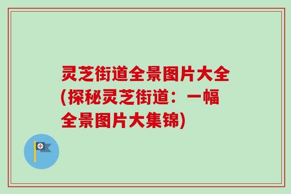 灵芝街道全景图片大全(探秘灵芝街道：一幅全景图片大集锦)
