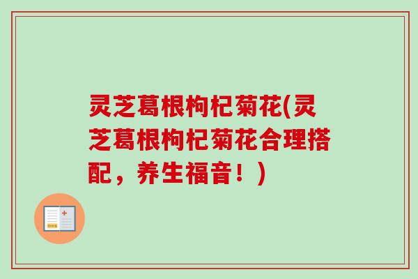灵芝葛根枸杞菊花(灵芝葛根枸杞菊花合理搭配，养生福音！)