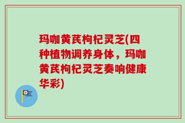 玛咖黄芪枸杞灵芝(四种植物调养身体,玛咖黄芪枸杞灵芝奏响健康华彩) 玛咖黄芪枸杞灵芝(四种植物调养身体,玛咖黄芪枸杞灵芝奏响健康华彩)