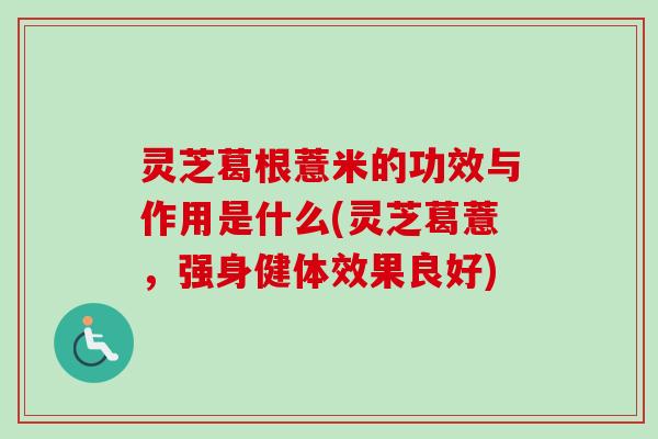灵芝葛根薏米的功效与作用是什么(灵芝葛薏，强身健体效果良好)