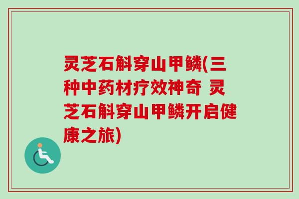 灵芝石斛穿山甲鳞(三种材疗效神奇 灵芝石斛穿山甲鳞开启健康之旅)
