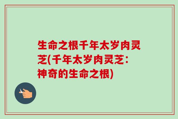 生命之根千年太岁肉灵芝(千年太岁肉灵芝：神奇的生命之根)