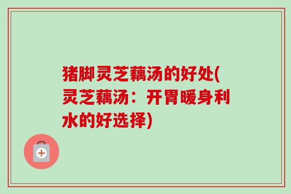 猪脚灵芝藕汤的好处(灵芝藕汤:开胃暖身利水的好选择) 猪脚灵芝藕汤的好处(灵芝藕汤:开胃暖身利水的好选择)