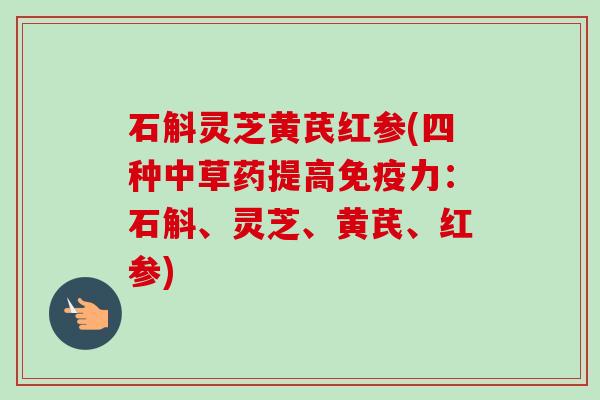 石斛灵芝黄芪红参(四种中草药提高免疫力:石斛、灵芝、黄芪、红参) 石斛灵芝黄芪红参(四种中草药提高免疫力:石斛、灵芝、黄芪、红参)