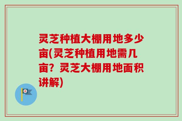 灵芝种植大棚用地多少亩(灵芝种植用地需几亩?灵芝大棚用地面积讲解) 灵芝种植大棚用地多少亩(灵芝种植用地需几亩?灵芝大棚用地面积讲解)