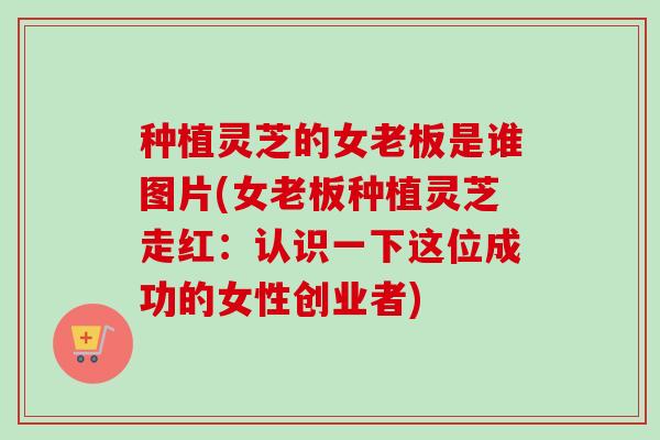 种植灵芝的女老板是谁图片(女老板种植灵芝走红：认识一下这位成功的女性创业者)