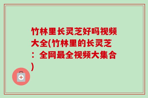 竹林里长灵芝好吗视频大全(竹林里的长灵芝:全网全视频大集合) 竹林里长灵芝好吗视频大全(竹林里的长灵芝:全网全视频大集合)