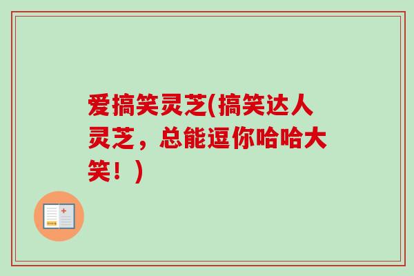 爱搞笑灵芝(搞笑达人灵芝，总能逗你哈哈大笑！)