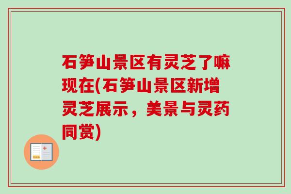 石笋山景区有灵芝了嘛现在(石笋山景区新增灵芝展示,美景与灵药同赏) 石笋山景区有灵芝了嘛现在(石笋山景区新增灵芝展示,美景与灵药同赏)