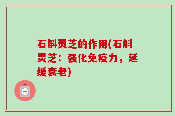 石斛灵芝的作用(石斛灵芝：强化免疫力，延缓)
