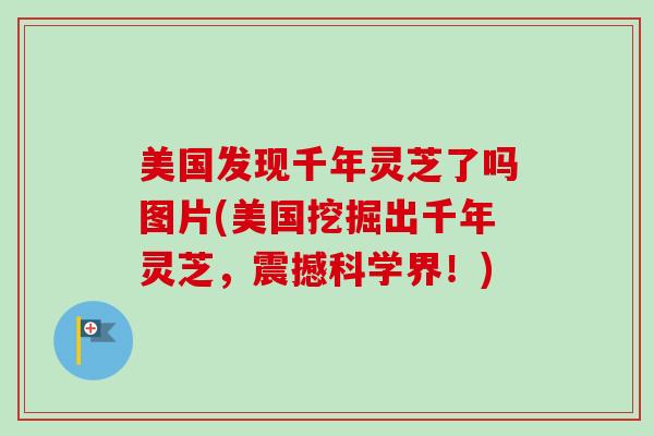 美国发现千年灵芝了吗图片(美国挖掘出千年灵芝,震撼科学界!) 美国发现千年灵芝了吗图片(美国挖掘出千年灵芝,震撼科学界!)