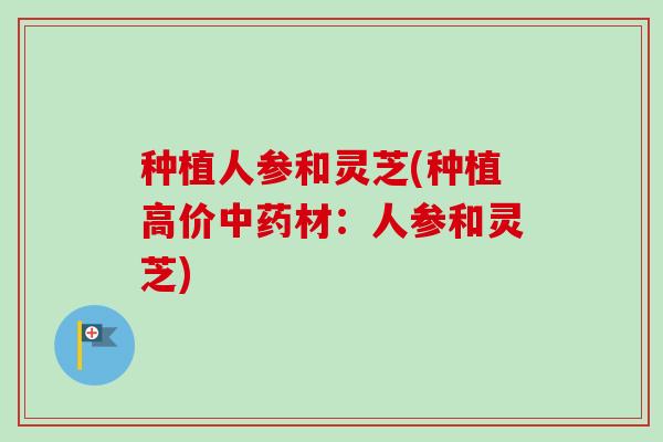 种植人参和灵芝(种植高价材:人参和灵芝) 种植人参和灵芝(种植高价材:人参和灵芝)
