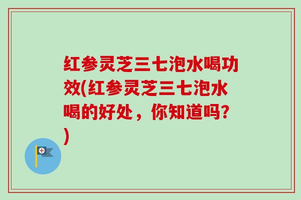 红参灵芝三七泡水喝功效(红参灵芝三七泡水喝的好处,你知道吗?) 红参灵芝三七泡水喝功效(红参灵芝三七泡水喝的好处,你知道吗?)