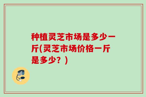 种植灵芝市场是多少一斤(灵芝市场价格一斤是多少?) 种植灵芝市场是多少一斤(灵芝市场价格一斤是多少?)