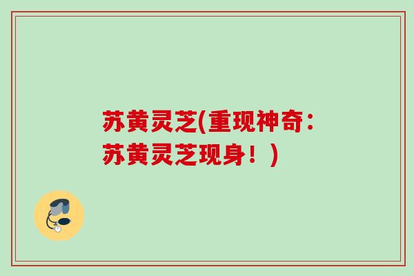 苏黄灵芝(重现神奇:苏黄灵芝现身!) 苏黄灵芝(重现神奇:苏黄灵芝现身!)